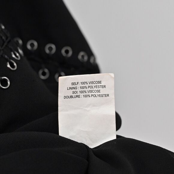 RAMY BROOK Dress Sz 2 Black Grommet Lace Up Drop Waist V Neck Shift Sleeveless - Picture 10 of 12